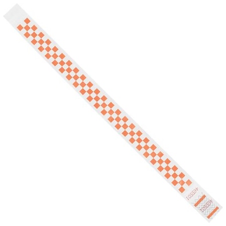 Bsc Preferred 3/4 x 10'' Orange Checkerboard Tyvek Wristbands, 500PK BUY00022015